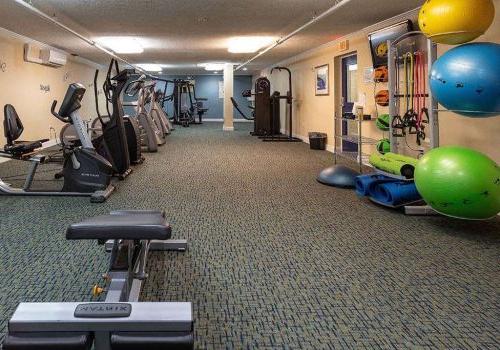 在宾夕法尼亚州诺里斯敦450套出租的绿色bbin里，有一个带健身器材的健身房